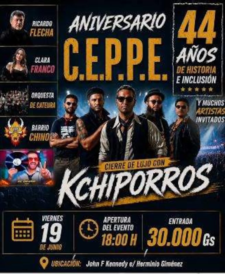 Flyer del festival que organiza el CEPPE para celebrar su 44 aniversario el viernes 19 de junio.