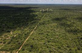 Vista aérea del establecimiento El Tigre, localizado en la misma línea fronteriza de nuestro país con Bolivia, en la zona de Agua Dulce del distrito de Bahía Negra.