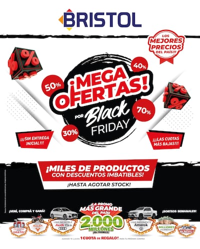 Bristol nuevamente lidera el Black Friday con descuentos de hasta el 70% en miles de productos.