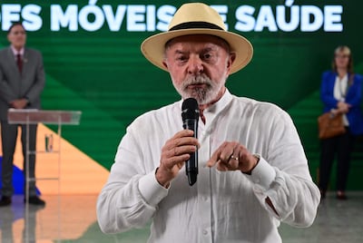Brazil's President Luiz Inacio Lula da Silva speaks during a visit to the Federal Hospital of Andarai in Rio de Janeiro, Brazil, on July 28, 2026. (Photo by Pablo PORCIUNCULA / AFP)