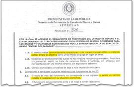 Extracto de la resolución Seprelad N° 70/2019 que da cuenta de las señales de alerta para las PEP.