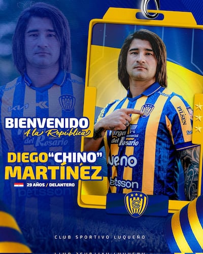 Diego Martínez (17/10/1995), en su presentación como nuevo futbolista del Sportivo Luqueño.