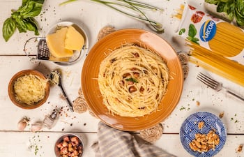 Fideos carbonara Arcor.