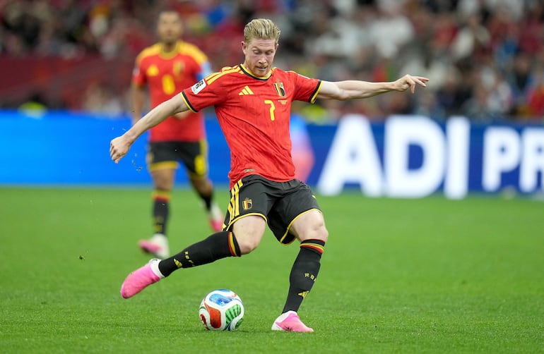 El belga Kevin De Bruyne en acción durante el partido de la fase de grupos de la Copa Mundial de la FIFA 2026 entre Nueva Zelanda y Bélgica, en Vancouver, Canadá.