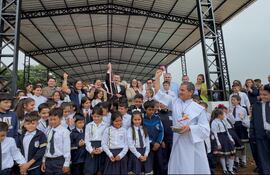 Acto de inauguración del tinglado tipo polideportivo en la escuela 357 Coronel Zoilo González de Santaní