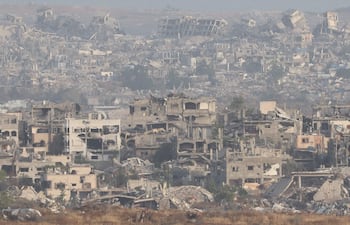 Franja de Gaza (Palestina). Vista de los edificios en ruina de la Franja de Gaza.
