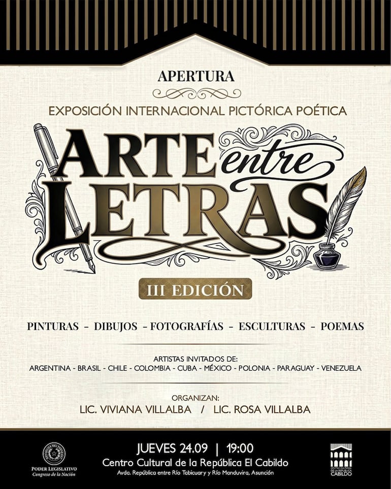 Afiche de la exposición pictórica internacional que se verá en El Cabildo.