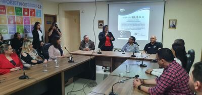 Acto de lanzamiento de la Expo Seguridad 2024 realizado este jueves con presencia de autoridades nacionales y departamentales en el local del Consejo de Desarrollo Económico, Social y Medioambiental de Ciudad del Este (Codeleste).