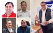 Hombres en una reunión; uno con chaleco oscuro y gafas levanta un marcador mientras los demás sonríen y escuchan.