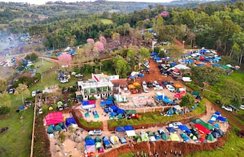Vista aérea del campamento montado en la zona de Nueva Alborada, Itapúa, durante el rally mundial.