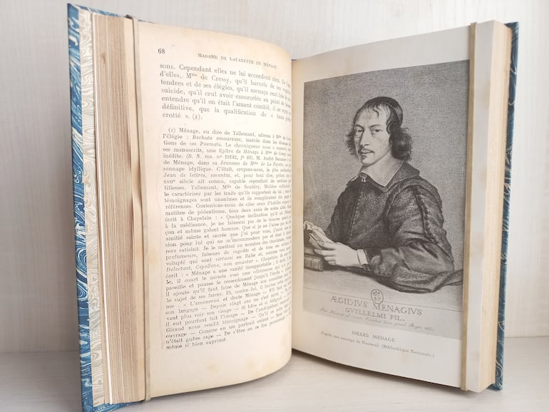 Retrato de Gilles Ménage dentro del libro de Émile Magne "Madame de Lafayette en ménage" (Editions Émile Paul Frères, 1926).