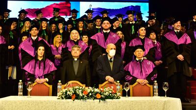 Mag. Rossanna Benítez Ortíz, Vicerrectora Académica y de Investigación, Pbro. Dr. Narciso Velázquez Ferreira, excelentísimo Rector de la Universidad Católica,  Abog. Gabriel Benítez Colnago, Secretario General y el Dr. Ángel Devaca Pavón, Decano de la Facultad de Ciencias Contables, Administrativas y Económicas del Campus Asunción de la Universidad Católica.