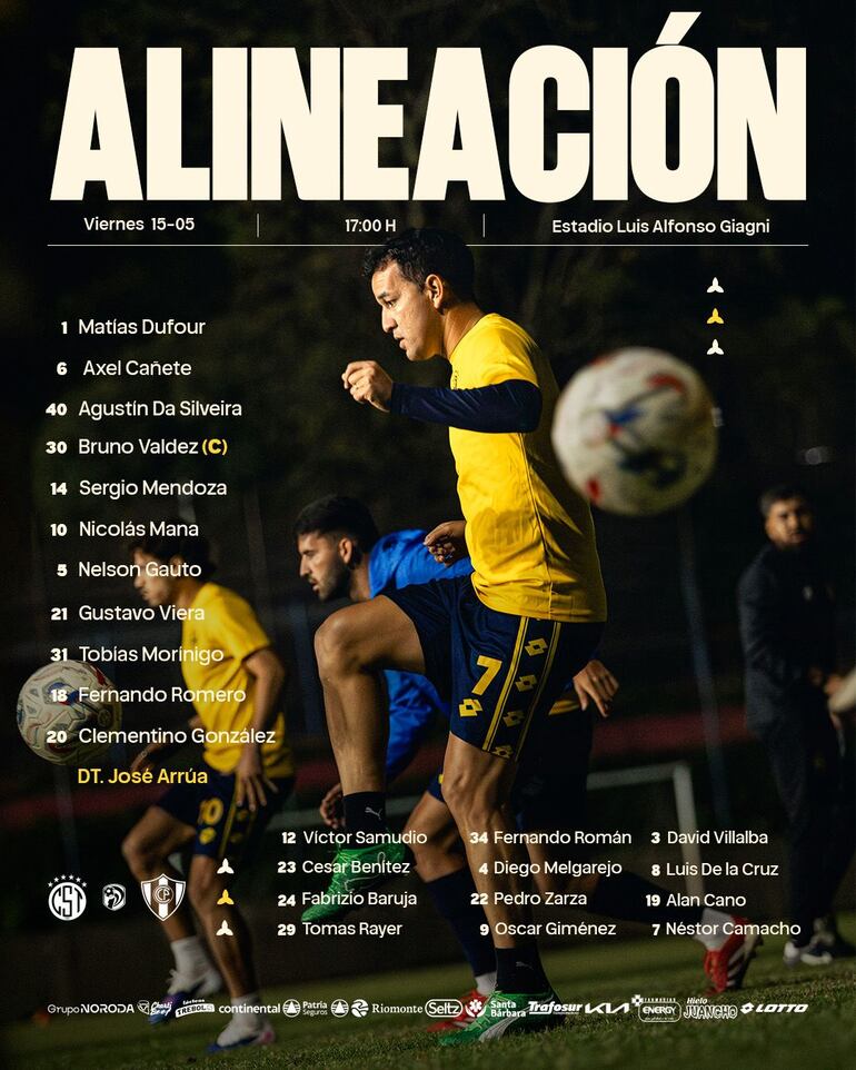 La formación del Sportivo Trinidense para enfrentar a Cerro Porteño.