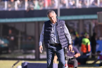 El entrenador de Cerro Porteño, Ariel Holan, durante el clásico ante Olimpia, disputado en el estadio Defensores del Chaco.