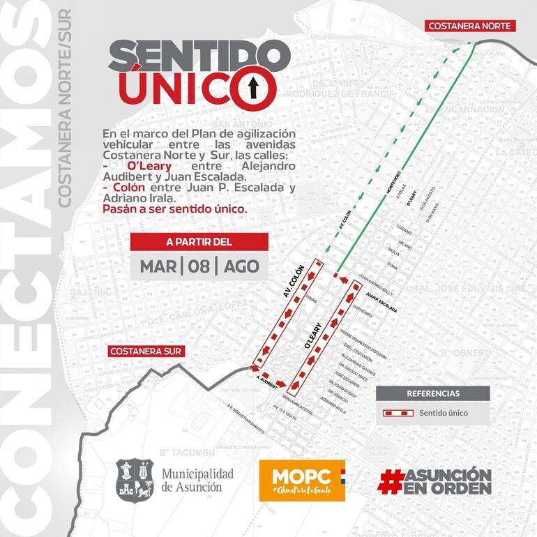 Desde hoy la avenida Colón para a ser de sentido único, con dirección a la Costanera Sur.