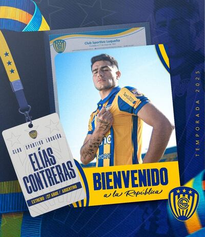 Elías Contreras, uno de los seis argentinos en el plantel 2025 del Sportivo Luqueño.