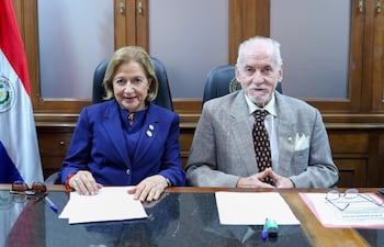 César Garay Zuccolillo y Alicia Pucheta fueron los únicos presentes en la sala de sesión del JEM, debido a la ausencia de cuatro miembros y dos que estaban presentes en forma telemática.