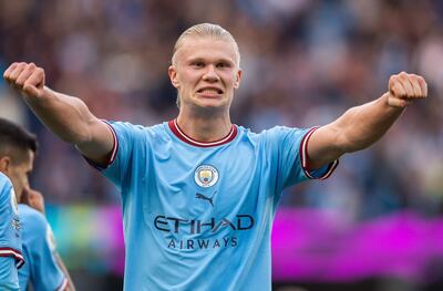 Erling Haaland, la figura goleadora del Manchester City, que hoy enfrenta al Borussia Dortmund, anterior club del noruego.