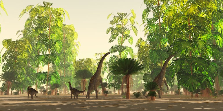 Argentinosaurus comiendo hierbas.