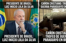 Lula Da Silva y el Cañón Cristiano, expuesto en un Museo de Rio de Janeiro.