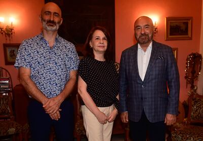 Joseph Abado, Graciela Brizuela y el embajador de Francia, Pierre-Christian Soccoja.