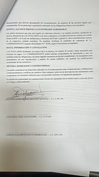 acuerdo Zenaida Delgado