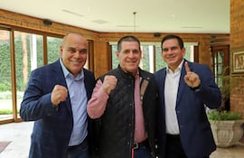 Basilio "Bachi" Núñez, titular del Senado, Horacio Cartes, presidente de la ANR y Juan Carlos Baruja, ministro de la vivienda.