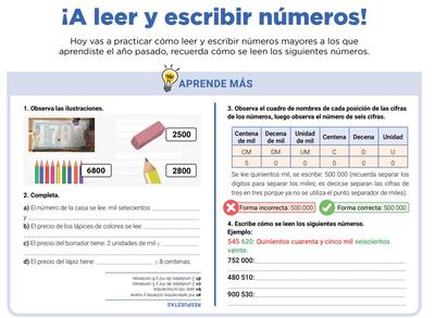¡A leer y escribir números naturales hasta la centena de millar!