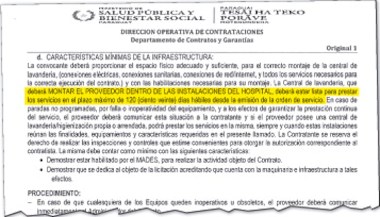 El plazo para el montaje de equipos era de 120 días.
