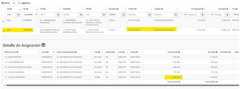 Pago de salario a José González Maldonado en diciembre de 2024.