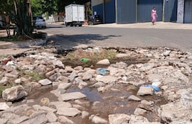 La calle Tte. Rojas Silva y San Roque González de Santa Cruz está en pésimas condiciones. Los fernandinos exigen el arreglo de las calles.