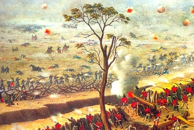 Ilustración de la batalla de Curupayty, durante la Guerra Grande.