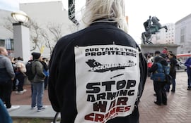 Protesta en San Francisco contra la intervención militar de Estados Unidos en Venezuela, 3 de enero de 2026.