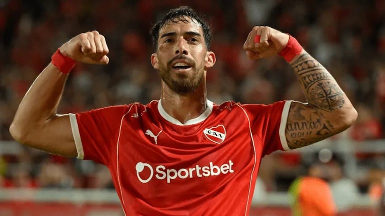 El paraguayo Gabriel Ávalos, futbolista de Independiente de Avellaneda, celebra un gol en el partido ante Unión de Santa Fe por la fecha 9 del torneo Apertura 2026 de la Liga Profesional de Argentina en el estadio Libertadores de América-Ricardo Bochini, en Avellaneda, Argentina.
