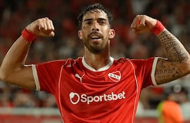 El paraguayo Gabriel Ávalos, futbolista de Independiente de Avellaneda, celebra un gol en el partido ante Unión de Santa Fe por la fecha 9 del torneo Apertura 2026 de la Liga Profesional de Argentina en el estadio Libertadores de América-Ricardo Bochini, en Avellaneda, Argentina.