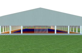 Diseño del polideportivo proyectado para su construcción en Villa Franca, cuya licitación se encuentra en el centro de la polémica tras denuncias de supuestos sobrecostos, que generan cuestionamientos sobre la transparencia del proceso.