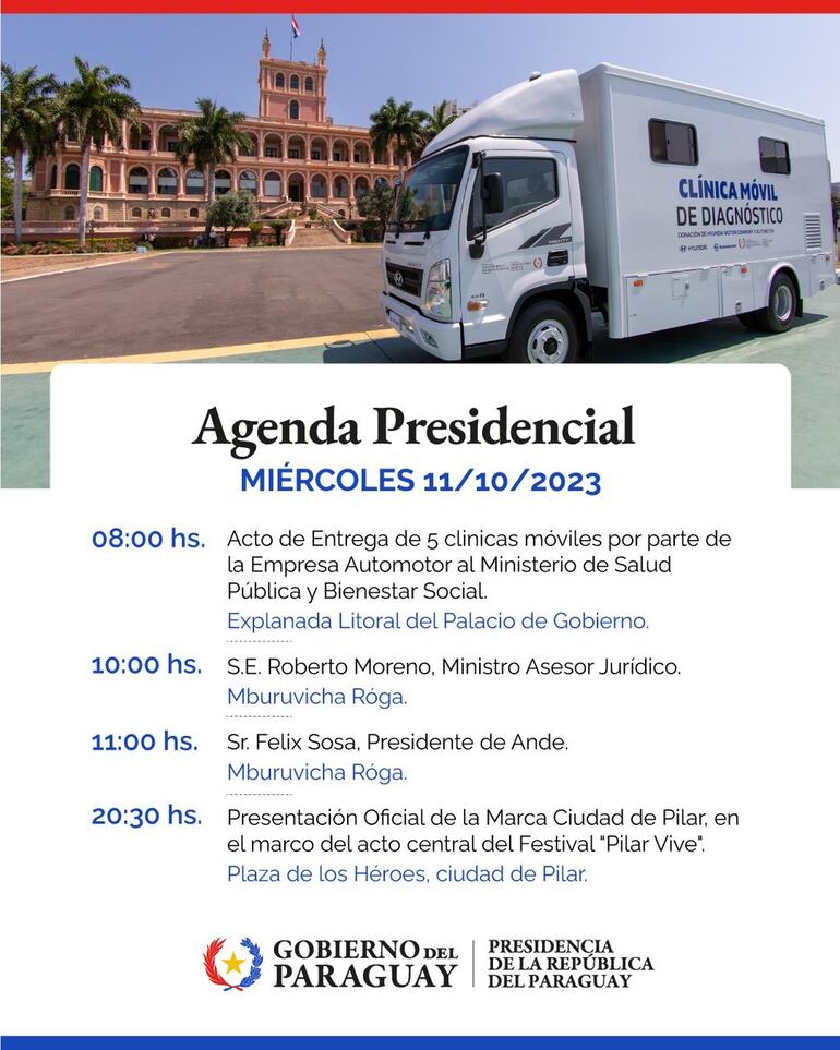 Agenda Presidencial para este miércoles 11 de octubre, en medio de la crisis penitenciaria.