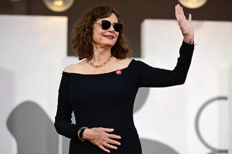 La icónica actriz Susan Sarandon en el Festival Internacional de Cine de Venecia. (Stefano Rellandini / AFP)
