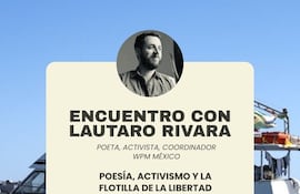 Afiche de invitación al encuentro con Lautaro Rivara.