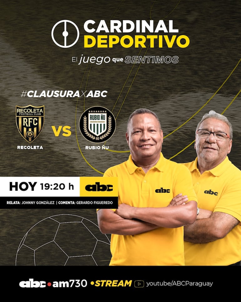 Recoleta FC vs. Rubio Ñu, por ABC Cardinal 730 AM y ABC Paraguay en Youtube.