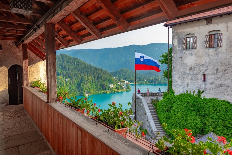 Vista desde el castillo del Lago Bled, Eslovenia.