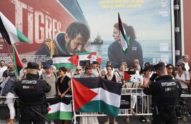 Concentración a favor de Palestina en la 73 edición del Festival Internacional de Cine de San Sebastián
