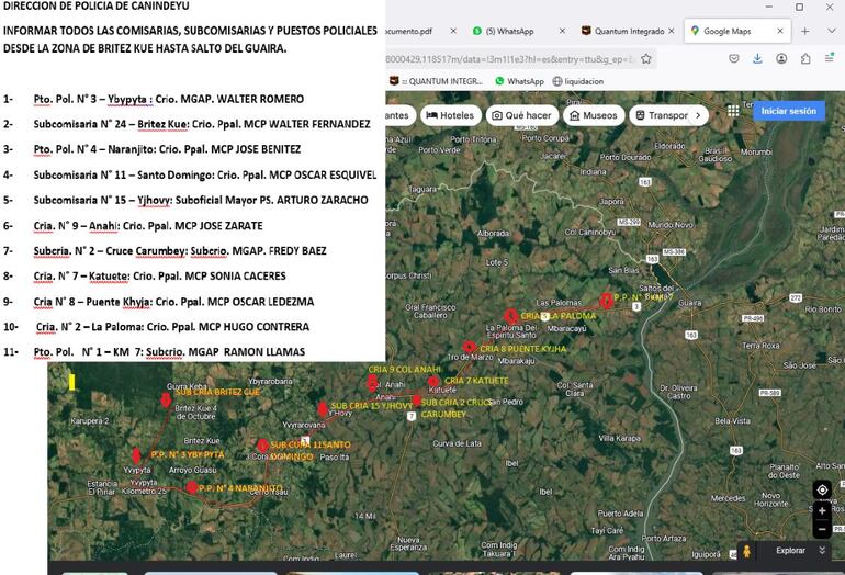 La ruta que habría hecho el convoy narco que pertenecería a Macho.