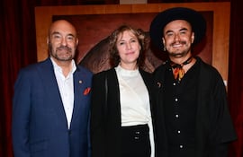 El embajador francés Pierre-Christian Soccoja, Silva Nuovo y Christian Padilla.
