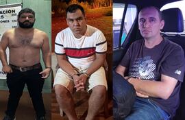De izquierda a derecha, los detenidos: Antolín Algarín Domínguez (28), Diego Hernán Portillo Sugastti (31) y Hernán David Núñez Vera (40).
