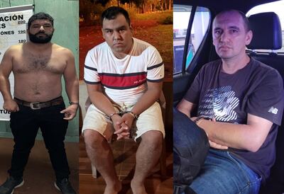 De izquierda a derecha, los detenidos: Antolín Algarín Domínguez (28), Diego Hernán Portillo Sugastti (31) y Hernán David Núñez Vera (40).