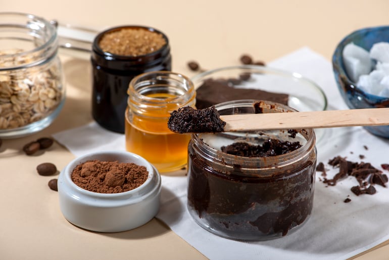 Concepto de exfoliantes caseros.