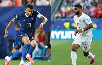 El delantero de Francia Kylian Mbappé y el mediocampista de Marruecos Ismael Saibari dos de los protagonistas que tendrá el encuentro entre Francia y Marruecos, que se enfrentarán en los cuartos de final de la Copa del Mundo de 2026 en el Boston Stadium en Foxborough.