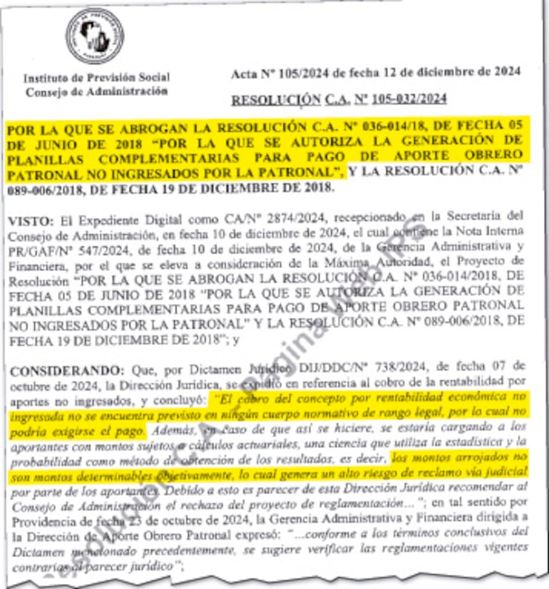 En el considerando de 2024 solo se cita el dictamen elaborado por  la Dirección Jurídica.