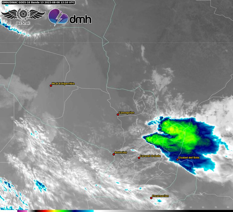 Imagen satelital de la tormenta.